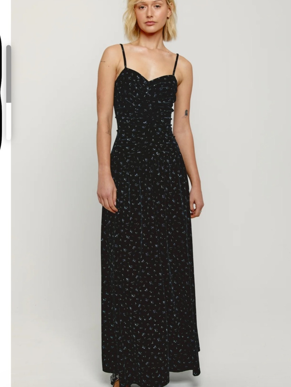 ANOTHER GIRL 
BLACK VELVET DITSY FLORAL MAXI DRESS